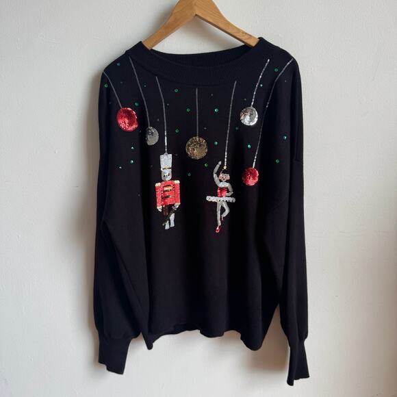 NWT TOPSHOP Black Sequin Nutcracker Christmas Jumper Not So Ugly Sweater - Picture 2 of 7
